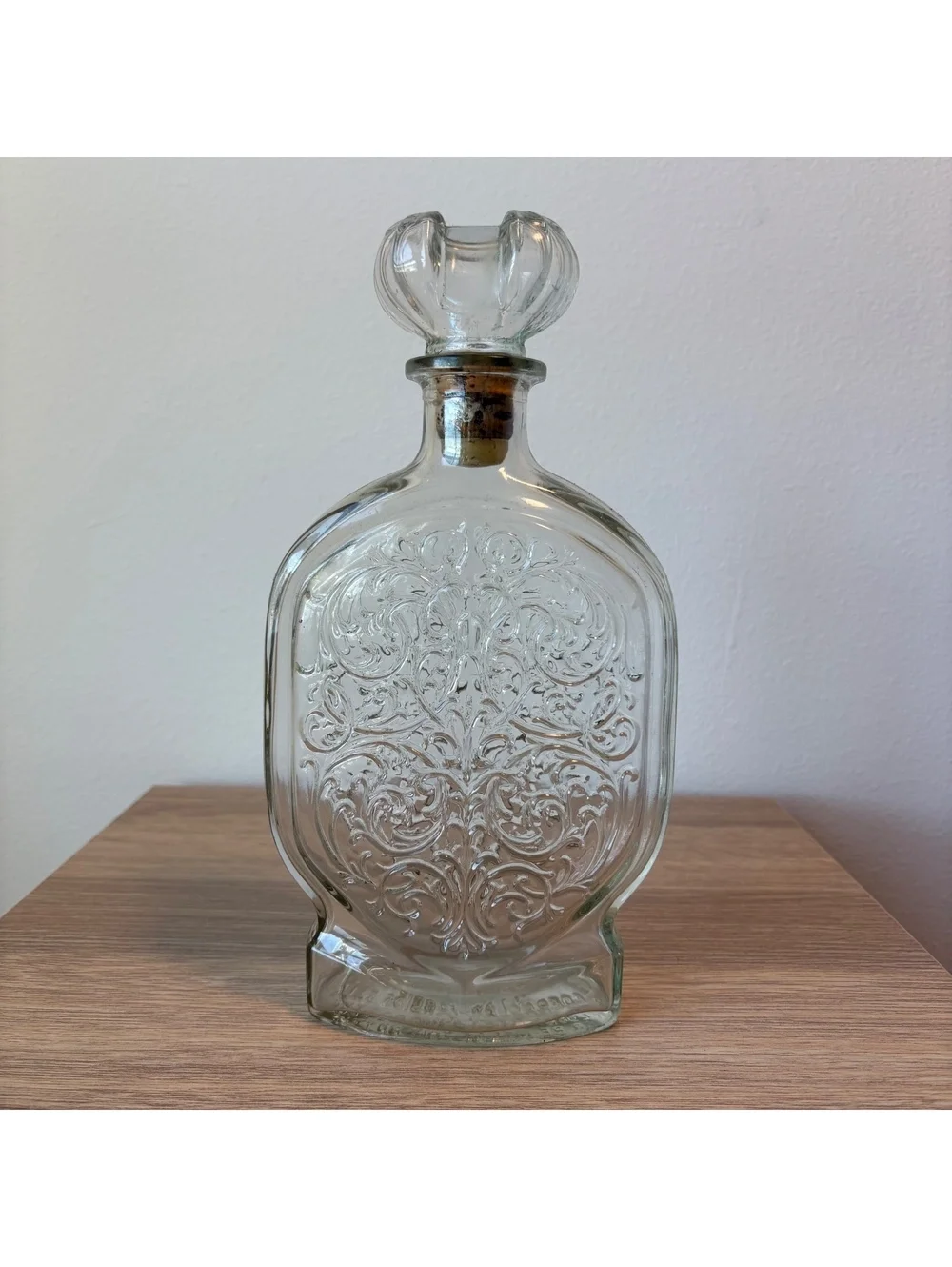 Vintage Schenley Embossed Glass Decanter, Halloween Decor Bottle, 11” Tall